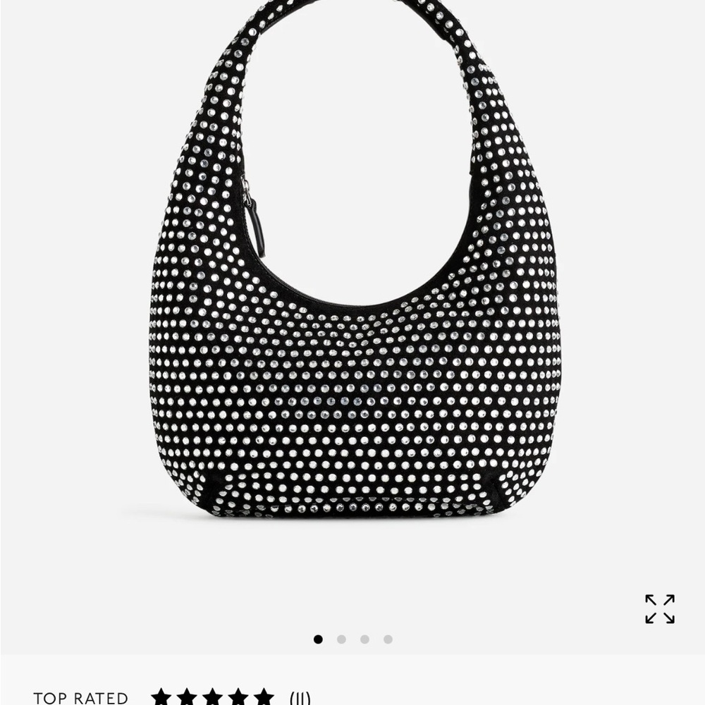 NWT Madewell The Medium Shoulder Bag in Crystal Studded Black Suede Leather #MW5